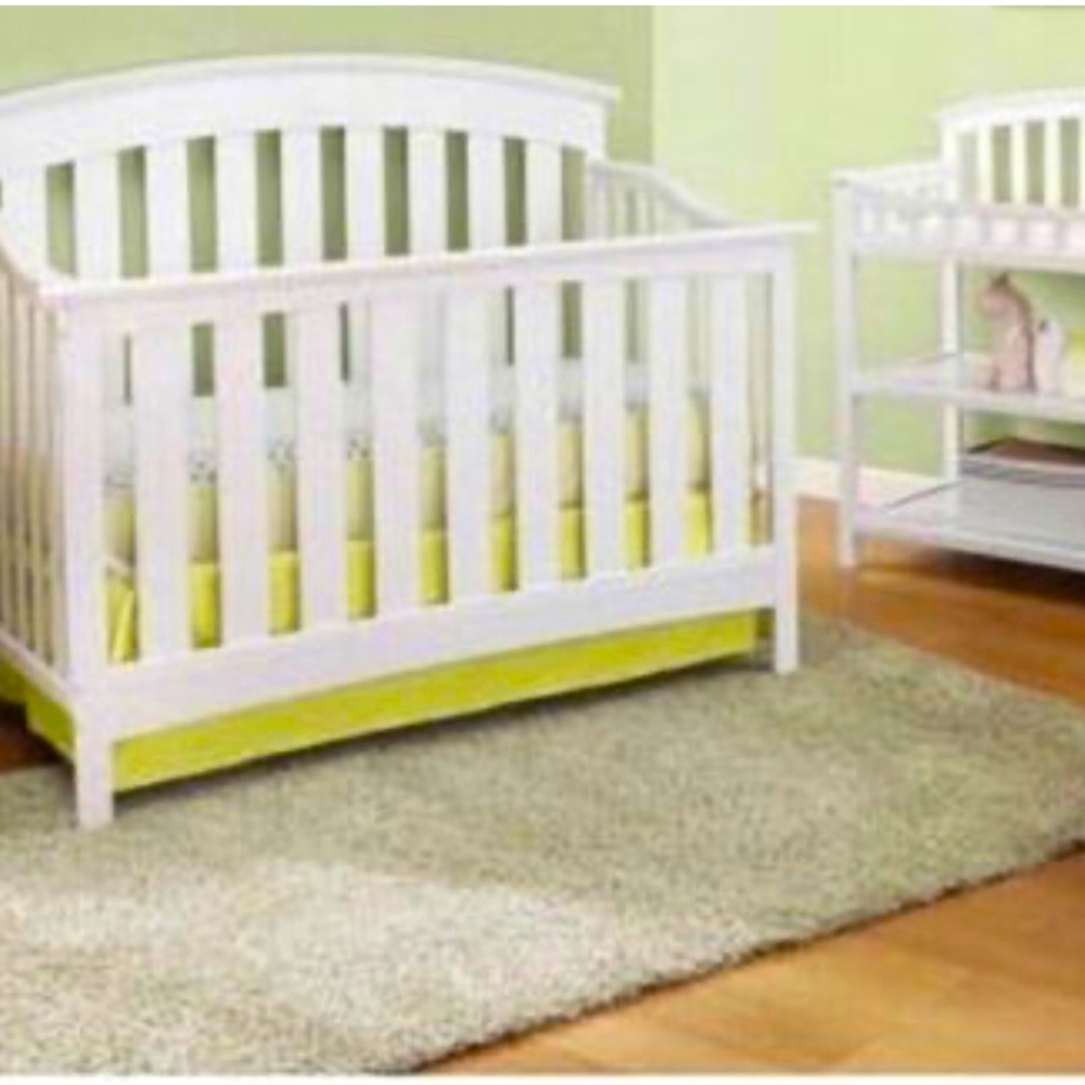 Storkcraft baby‎ crib mattress dust ruffle neon green
